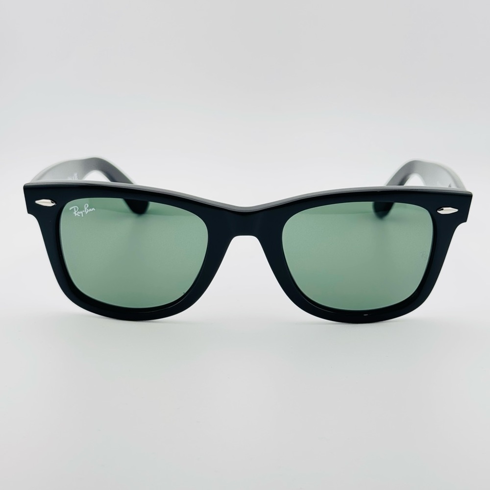 Ray-Ban Sunglasses RB2140 Wayfarer Classic UNISEX! Acetate black Green Lenses - Picture 7 of 14